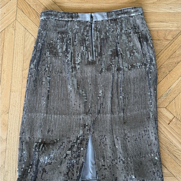 Alice + Olivia Sequin Gunmetal Silver Skirt 10 - Picture 4 of 13